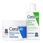 Krim Pelembap CeraVe dan Kombinasi Uji Cuci Wajah Pelembap | Krim 12 oz + Pembersih Ukuran Perjalanan 3 oz